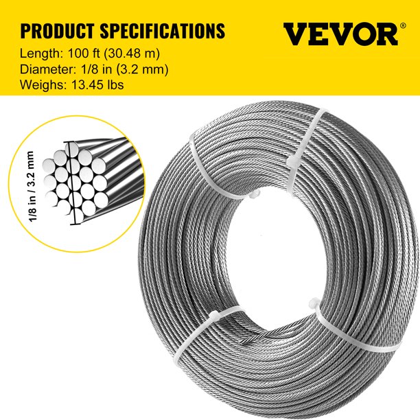 Cable De Acero Galvanizado 1/8 (3.2mm) x 2000m