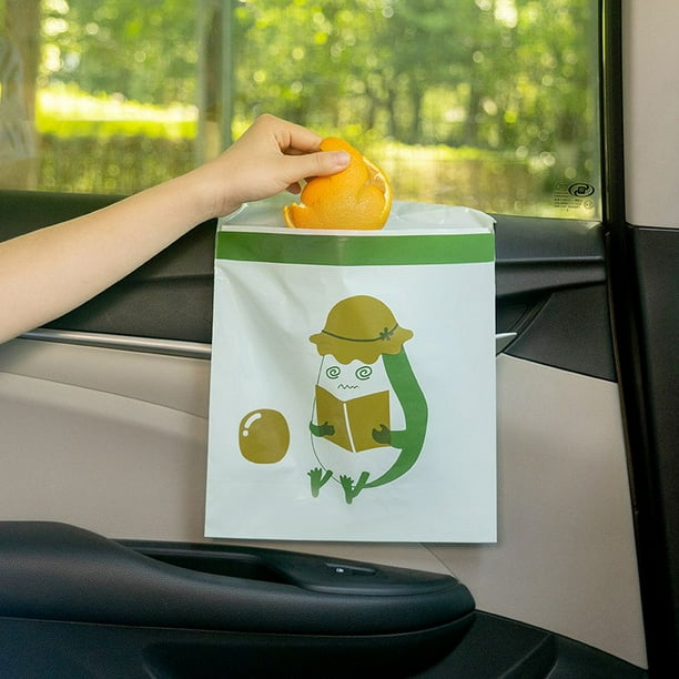  xiaoying 40 bolsas de basura para coche con tiras de goma  resistentes, bolsas de basura portátiles, bolsas de vómito, bolsas de  basura para coche (color: verde) : Automotriz