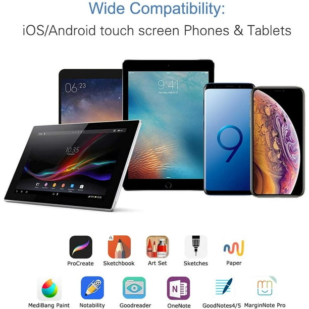 Lápiz óptico para pantallas táctiles, lápiz mejorado compatible con iPad  Generation Pro Air Mini, iPhone, Galaxy Surface, Kindle Fire, Android