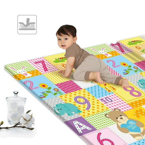 Alfombra de juego plegable para bebés, alfombra de juego grande para bebés  y niños pequeños, 43 x 43 pulgadas, diseño de animales del bosque