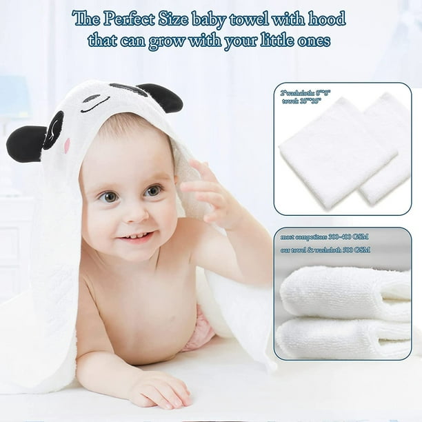 Juego de toallas y toallas para bebé, toalla de baño y toallita para bebé,  toalla con capucha y toallita, toalla de bebé con capucha de fibra orgánica