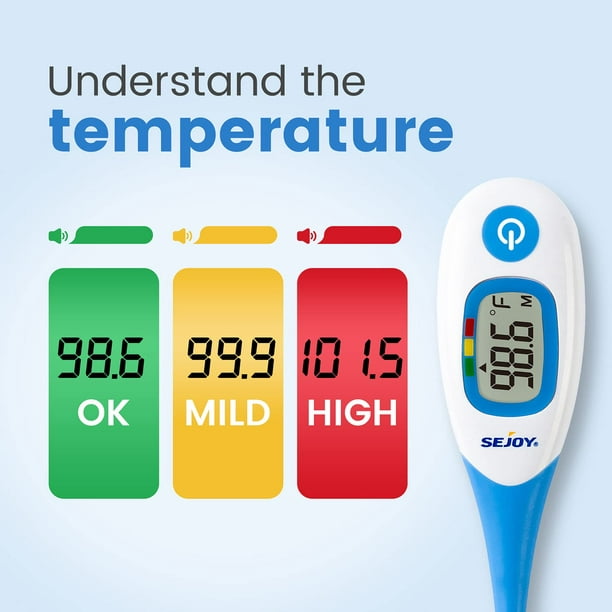 A&D Medical Termómetro digital preciso de lectura instantánea, adecuado  para adultos y niños, lecturas en Fahrenheit o Celsius, impermeable, punta