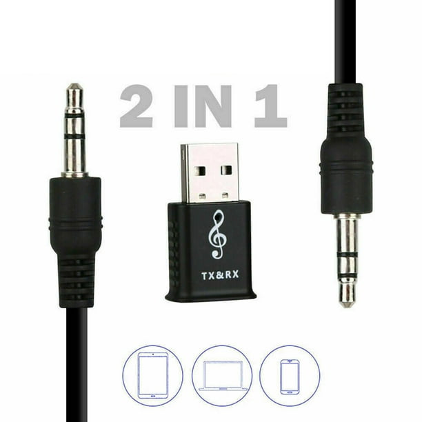 Receptor & Transmissor Bluetooth 5.0 de Áudio USB 3.5mm Jack Para TV PC Car  Kit