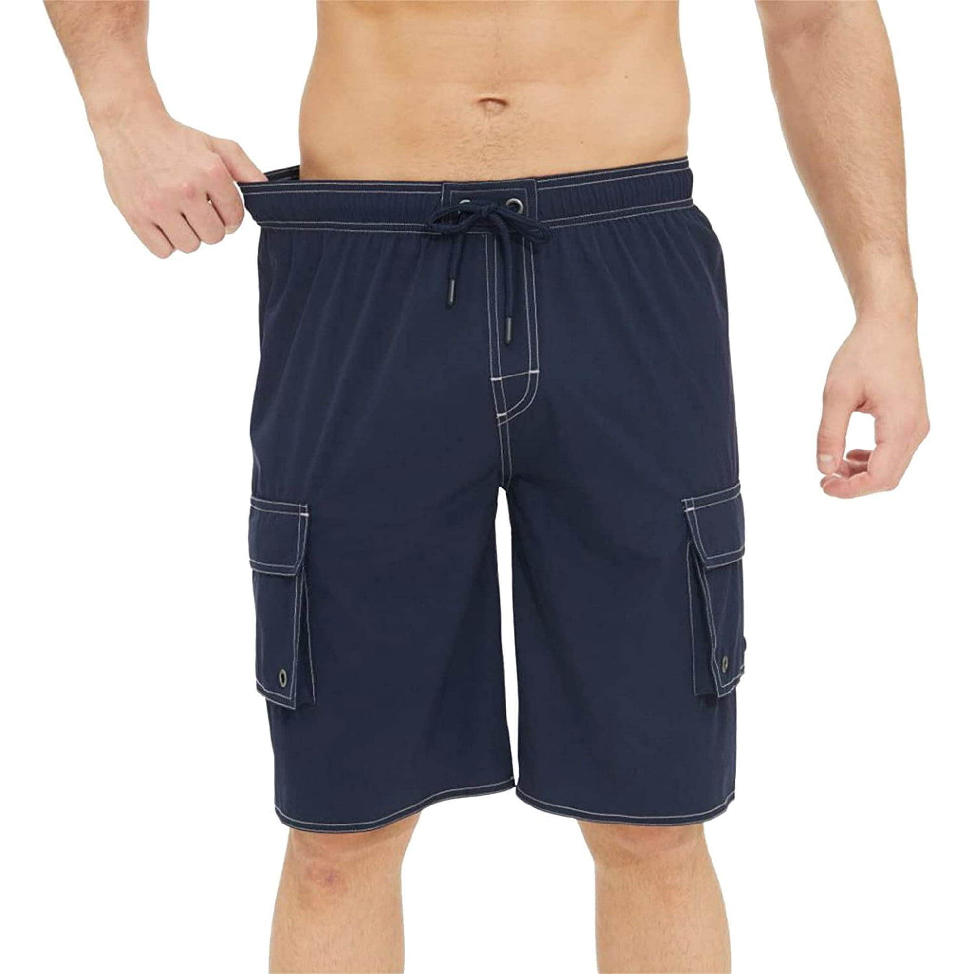 Xishao Traje de Baño Hombre 2 in 1 con Licra Shorts 7 para Playa Pantalones  Cortos Deportivos con Bolsillos Casual para Exterior Natación azul oscuro  34 azul oscuro 34 Xishao ropa