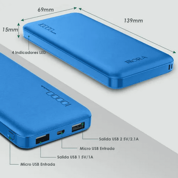 Batería Portátil Carga Rápida Malubero Color Azul