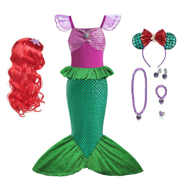 Disfraz de La Sirenita Ariel para niñas, vestido de tul de princesa de  Disney, disfraz de Cosplay, r zhangyuxiang unisex