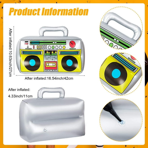 2 piezas de Radio inflable Boombox, accesorios inflables para teléfono  móvil para decoraciones de fiesta de los 80 y 90, tema de Hip Hop, fiesta  de cumpleaños JAMW Sencillez