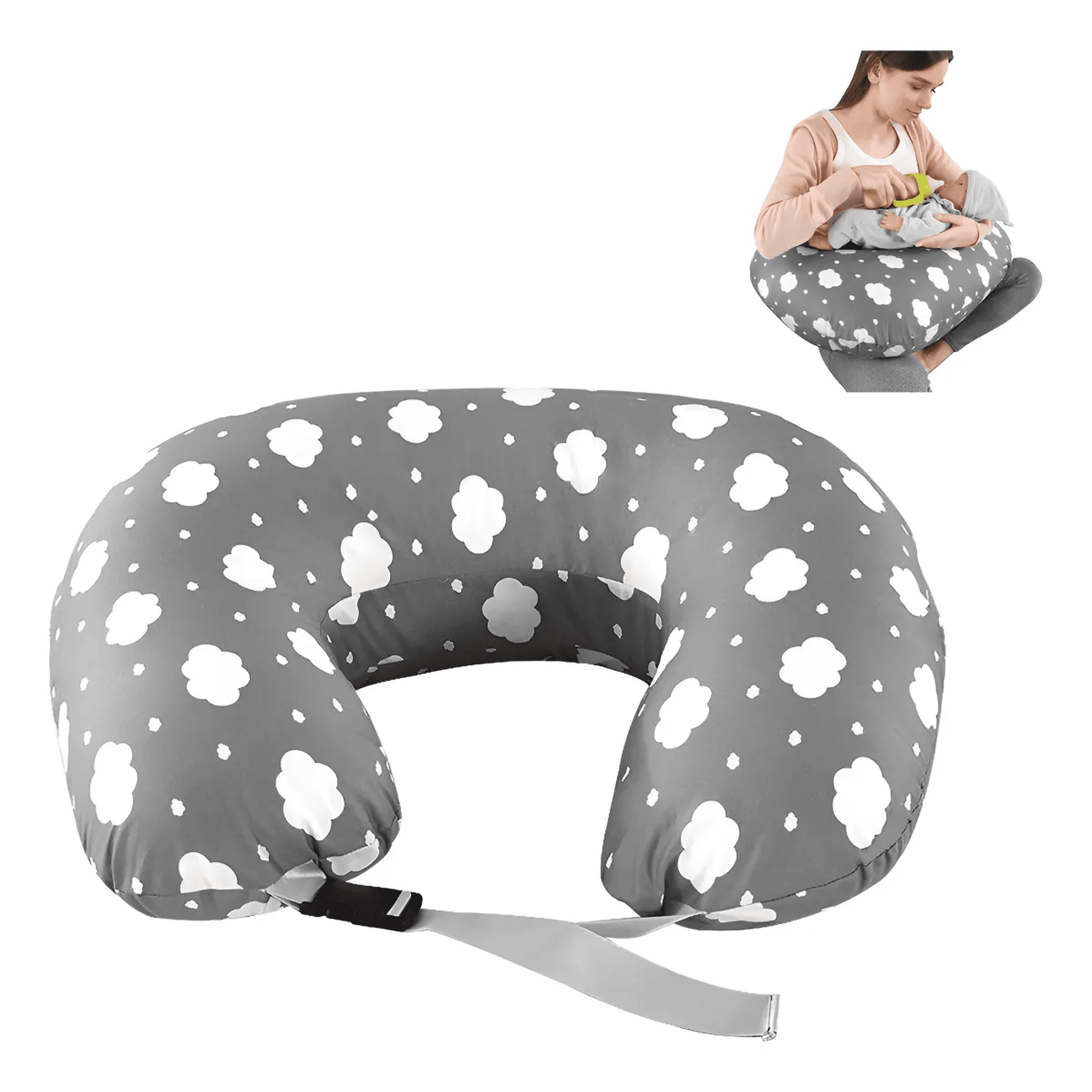 Almohada cojin de lactancia para bebé algodón ajustable xtellar gris