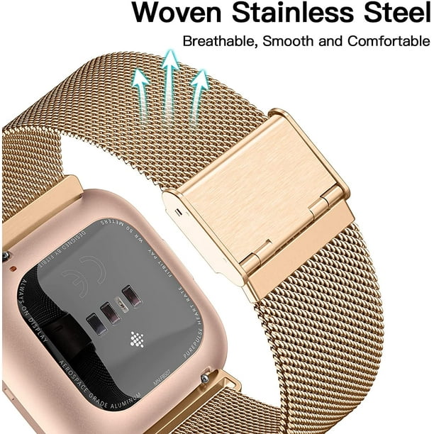 Correa Milanese Acero Inoxidable Loop Para Fitbit Versa 2 Oro Rosa