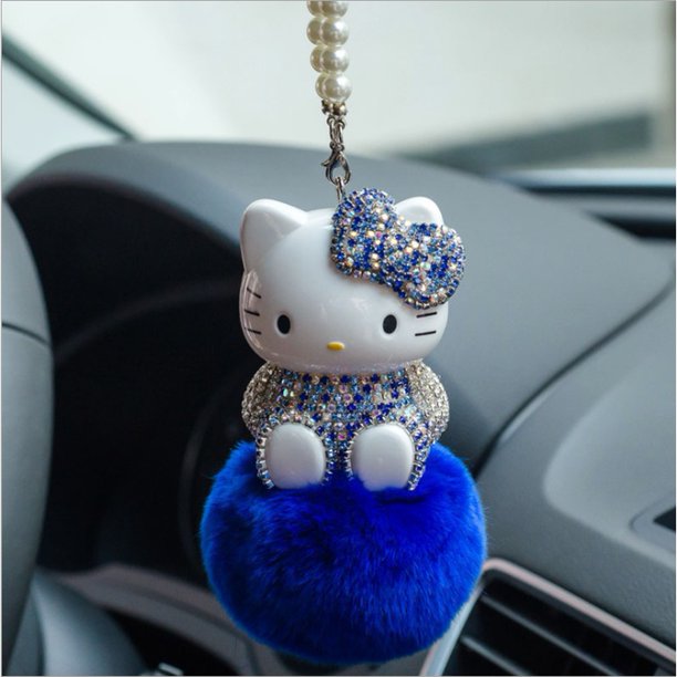 Life-365] Hello Kitty Colgante De Coche De Felpa BLING Brillante Diamante  Accesorios Interiores Del