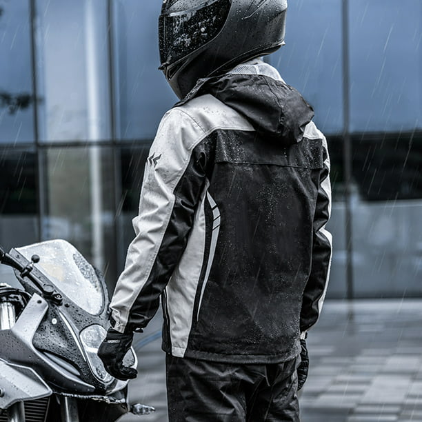  SULAITE Motocicleta Impermeable Ropa de lluvia Trajes de lluvia  Moto lluvia Chaquetas de lluvia (GRIS, L) : Automotriz