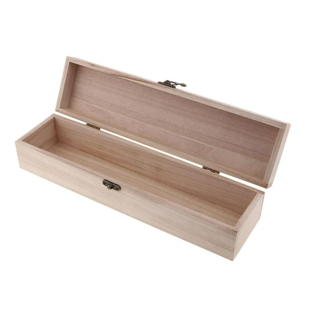 Caja de madera grande de 14 x 10.4 x 6.5 pulgadas, caja de madera sin  terminar con tapa con bisagras, cajas de madera para manualidades