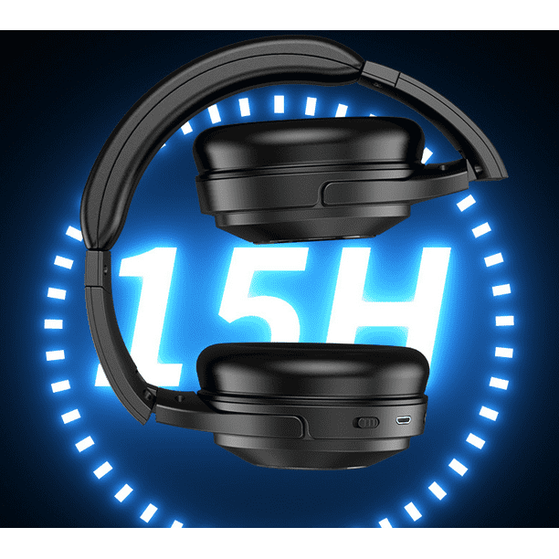 HROEENOI JZ02 - Auriculares Bluetooth con cancelación activa de ruido,  auriculares inalámbricos sobre la oreja con micrófono CVC 8.0, auriculares  de