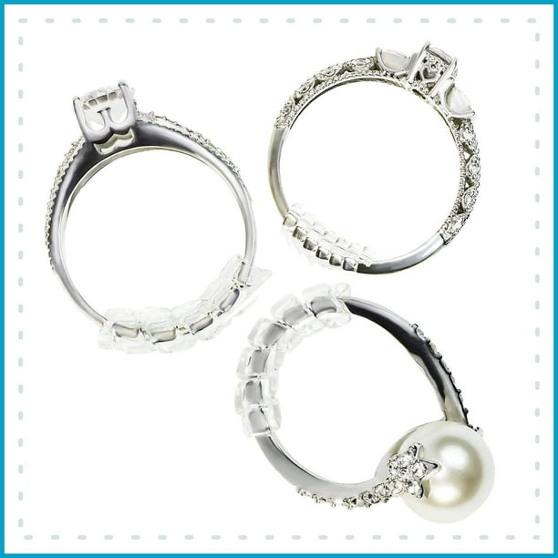 Ajustador de tamaño de anillo para anillos sueltos – Paquete de 12, 2  tamaños para diferentes anchos de banda – Ajustador de tamaño de anillo de  silicona – Protectores de anillo invisibles
