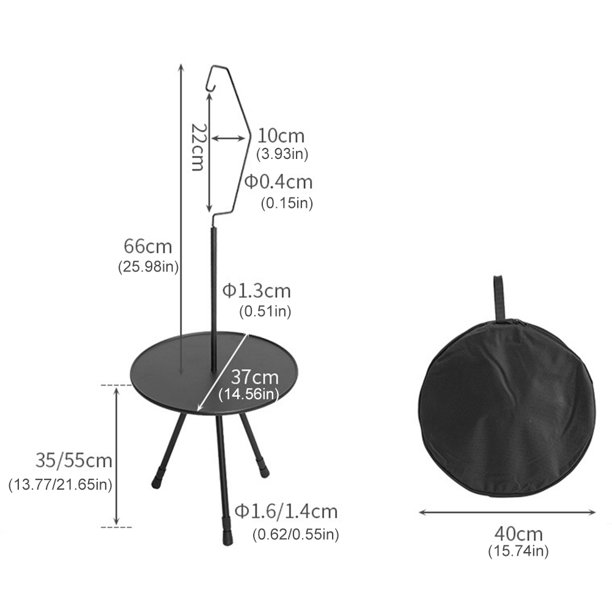 Mesa de camping portátil Mini mesa plegable ligera Muebles de exterior  (negro)