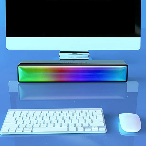 Altavoces de computadora, altavoces dinámicos RGB para PC, Bluetooth 5.0  HiFi Altavoces para computadora de escritorio con 2 diafragmas de graves y  4