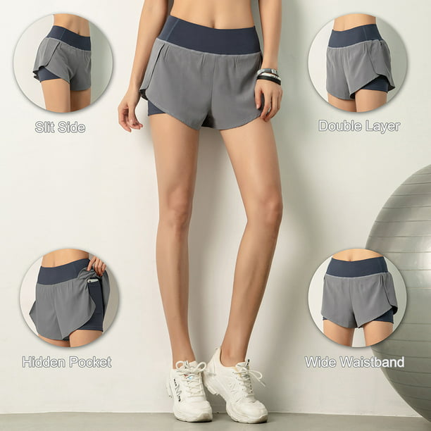Shorts Mujer Mujeres Pantalones cortos para correr 2 en 1 con