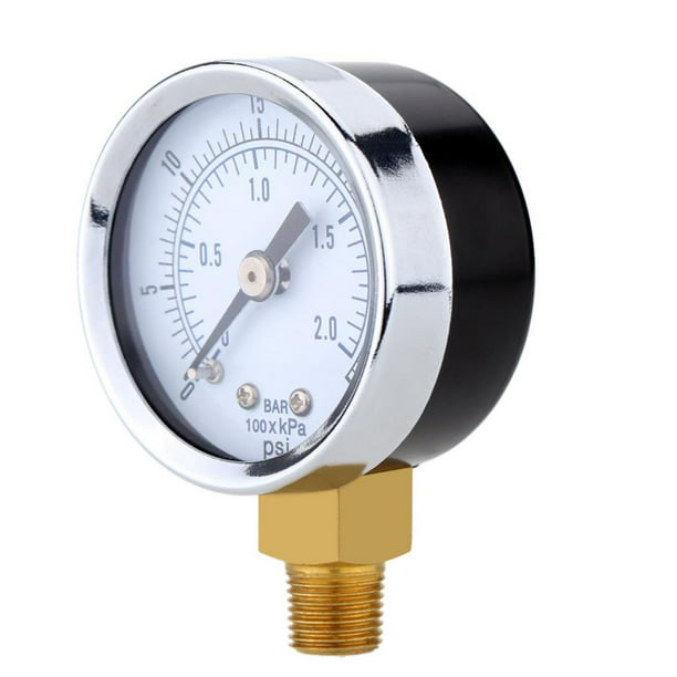 Manómetro Mini Dial de doble escala, medidor de presión de agua con filtro,  montaje lateral de