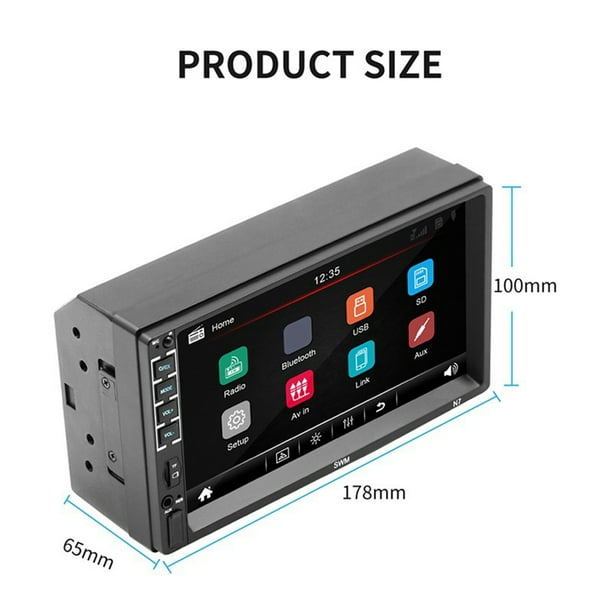 4.1 Radio del coche 1 Din Pantalla táctil Reproductor de video Mp5 Dual  USB Tf Bluetooth Manos libres 7 colores Iluminación Iso Unidad principal  Phyee 7805c