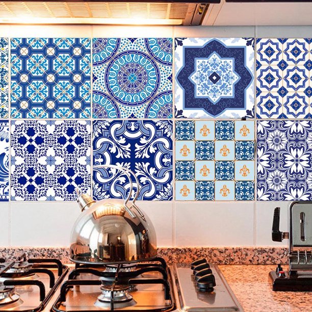 20 Piezas Mosaico Azulejos de Pared Pegatinas Cocina Baño Calcomanías , # 5  15x15cm BLESIY Mosaico de azulejos de pared pegatinas