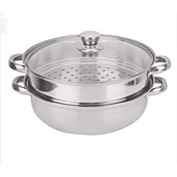 Olla de vapor de acero inoxidable, olla de vapor para cocinar ollas de  vapor de 11 pulgadas con tapa de vidrio, olla de vapor de acero inoxidable