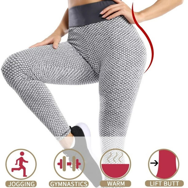 Mujeres Niñas Pantalones de yoga de compresión ejercicio Fitness Leggings  de levantamiento de glúteos con recortador de cinturo para controlar XL