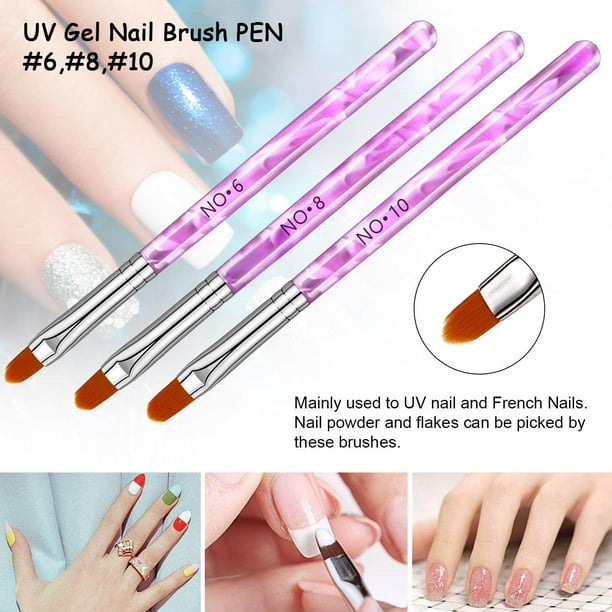 Pinceles para uñas de gel UV, acrílicas y Nailart
