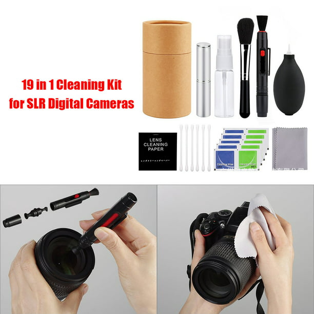 Kit de limpieza de cámara de 19 piezas para lente DSLR Cepillo de limpieza  de cámara digital Limpiar con un paño