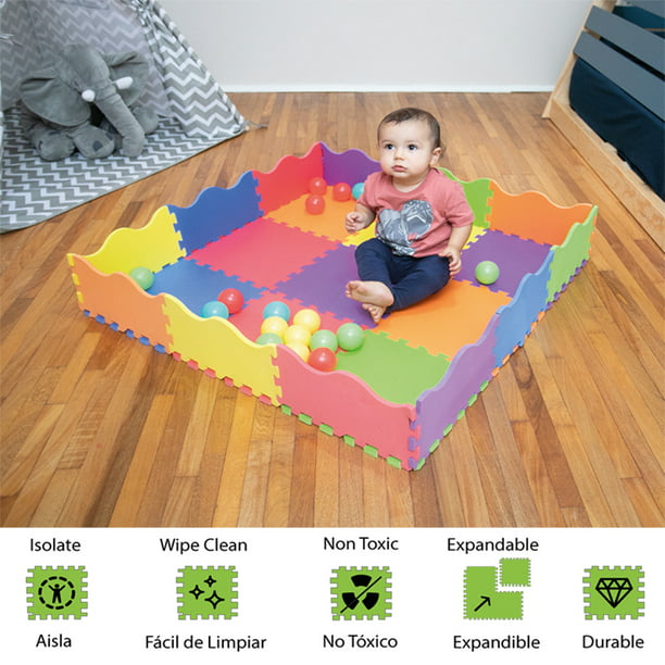 Tapete para Bebé Colores con Pared Perimetral | Piso Infantil de Juego |  Tapetes de Espuma | Alfombra para Bebé | Foamy | Foami | Fomi Lurko Colores