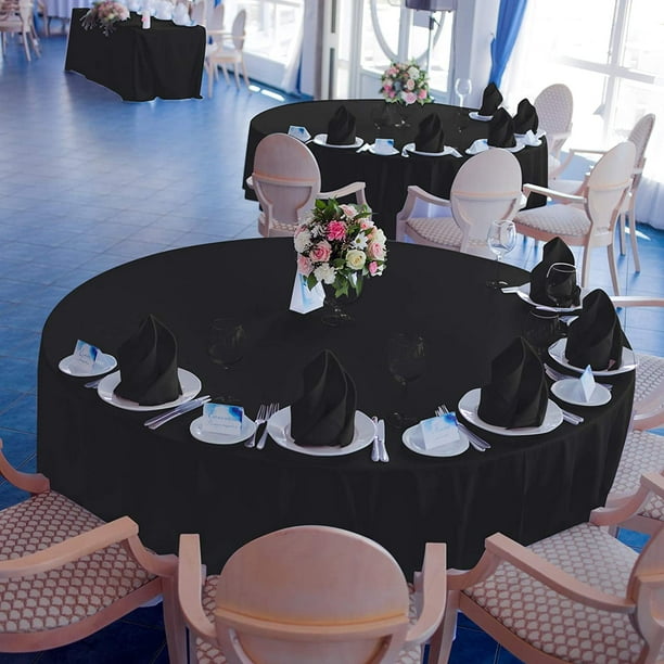 Mantel redondo 100 % poliéster Mantel circular para despedida de soltera –  Funda para mesa de cena suave y sólida para restaurante de bodas (negro, 120  pulgadas) Ormromra CJWUS-4303