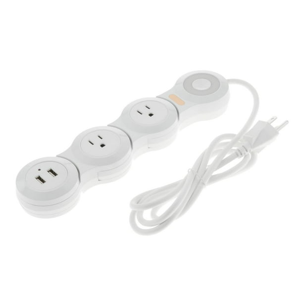 Regleta de alimentación con USB, cable de extensión de enchufe plano  delgado de 5 pies con 3 tomas, 4 puertos USB (2USB C) estación de carga de