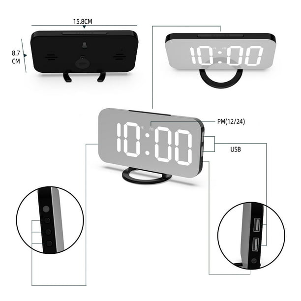 Reloj despertador digital con proyector de 180° en el techo, relojes de  escritorio para dormitorio y Ndcxsfigh