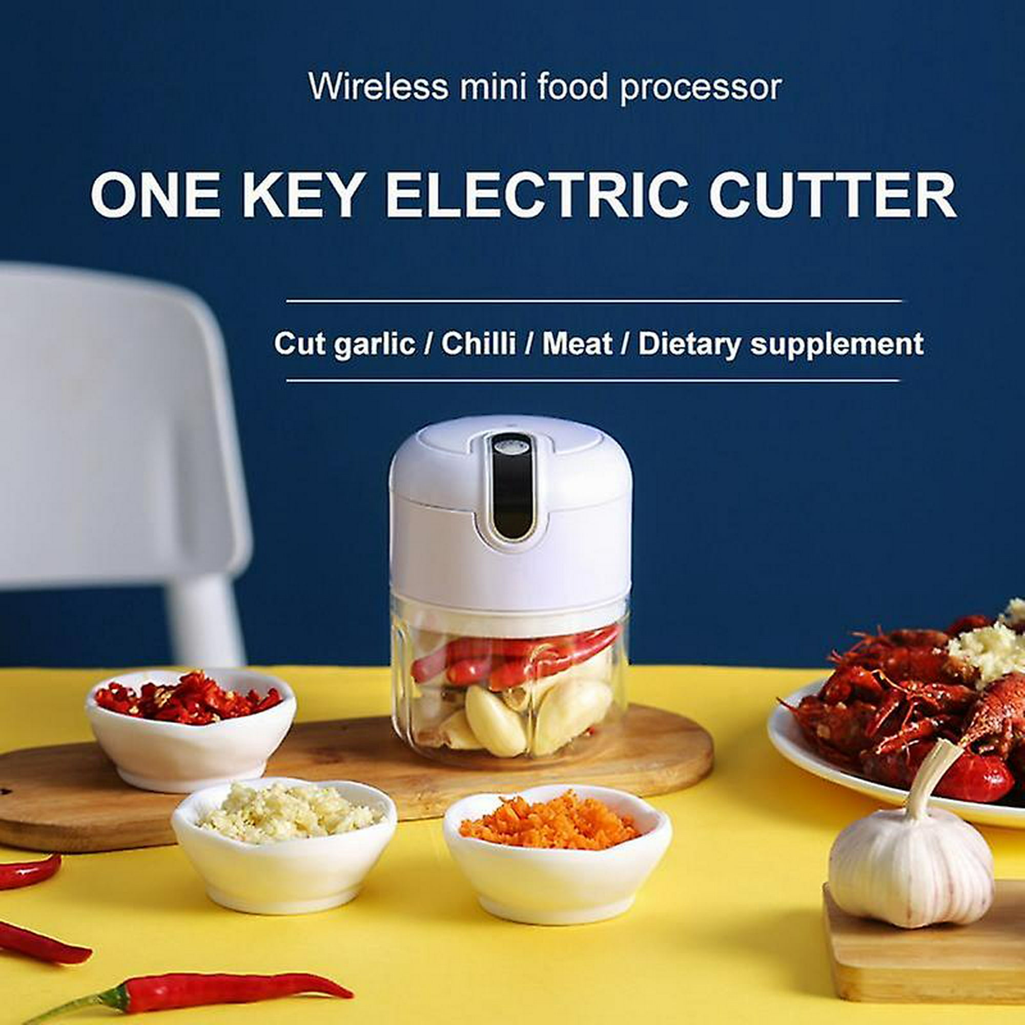  WLKH - Mini trituradora eléctrica de ajo de 8.5 fl oz,  trituradora de alimentos y verduras, trituradora de carne, herramientas  para cocina de ajo triturado (color verde) : Hogar y Cocina