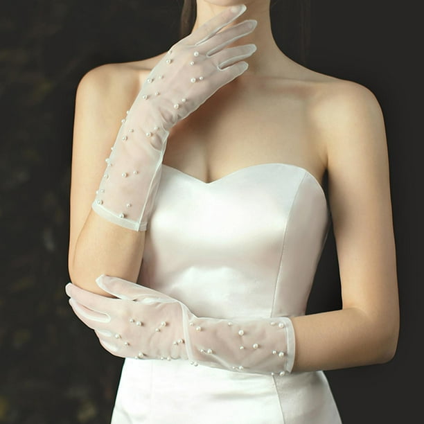 Guantes de novia para mujer, traje fiesta de por la de perlas, disfraces Long Zulema guantes largos | Walmart en línea