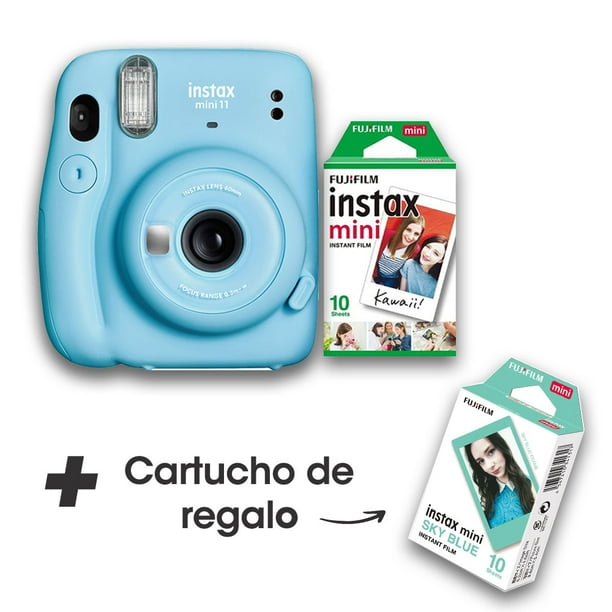 Kit Cámara Instax Mini 11 Azul Cartucho+ Skyblue Regalo Fuji