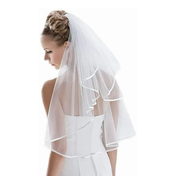 Velo De Novia, Elegante Velo Blanco De Una Sola Capa Con Peine Y Accesorios  De Boda Para Novia, Moda de Mujer