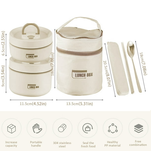  ZLDGYG - Juego de fiambrera térmica de 2 niveles con bolsa para  el almuerzo, tenedor y cuchara y contenedores para el almuerzo con portátil  : Hogar y Cocina