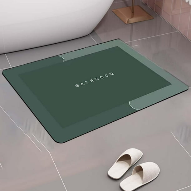 Alfombrilla de baño de diatomita, suave y cómoda, absorción de agua, no,  secado rápido para alfombra de suelo de baño, alfombras de suelo de entrada  d Rectángulo Verde M Macarena alfombra de