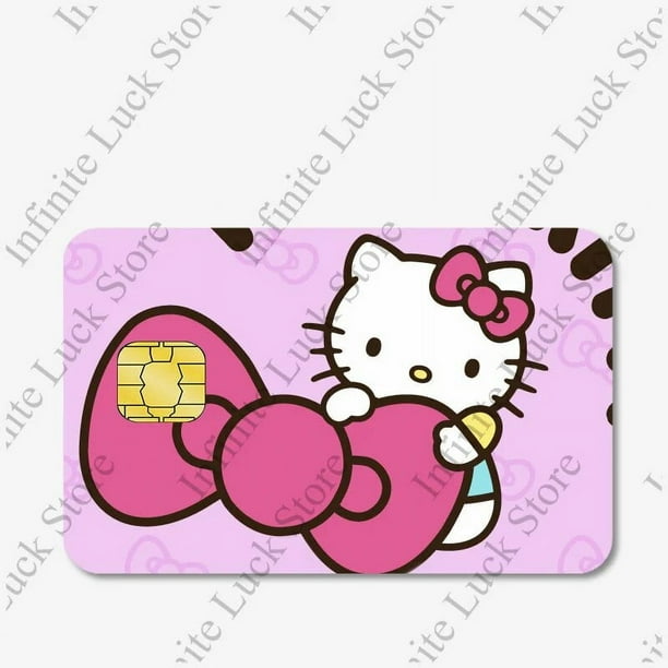 Hellokittys-pegatina de tarjeta de débito de crédito, dibujos animados,  Sanrios, Anime, Kuromi, Melody, impermeable, póker, película adhesiva, piel  para Chip pequeño