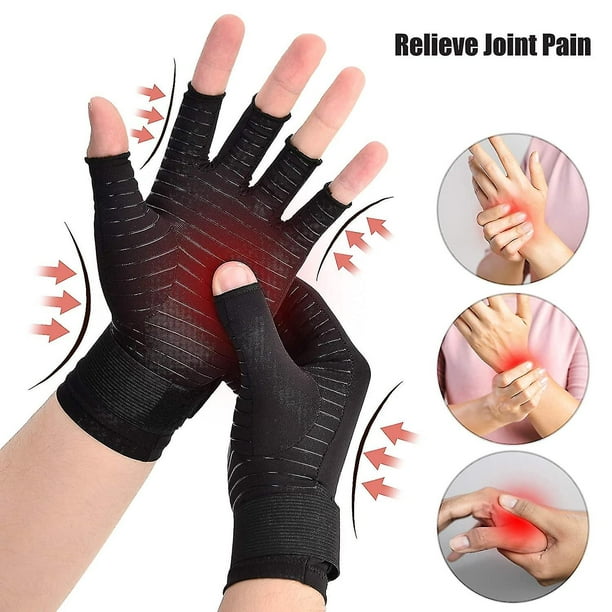1 par de guantes de compresión para artritis, muñequera de cobre, guante  sin dedos con correa ajustable, cómodo túnel carpiano para pulgar de mano  YONGSHENG 8390606949189