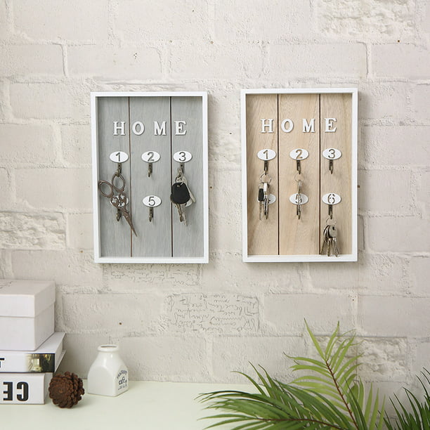 Armario para llaves de madera 30 x 20 cm blanco con 6 ganchos Porta llaves  de pared (Llave hogar blanco) LingWen 8390615296144