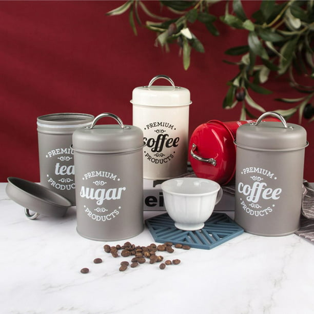Kovot Juego de 3 botes de té y café para azúcar, té y café, con tapas  herméticas fáciles de abrir, regalo para inauguración de la casa,  cumpleaños
