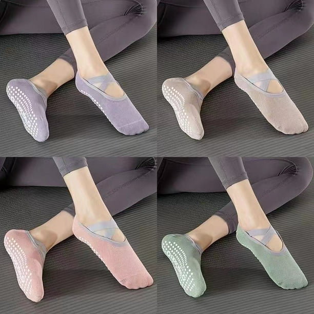 Calcetines de yoga antideslizantes para mujer, calcetín adhesivo para  calcetines de Pilates con empuñaduras, calcetines de barco de yoga  profesionales