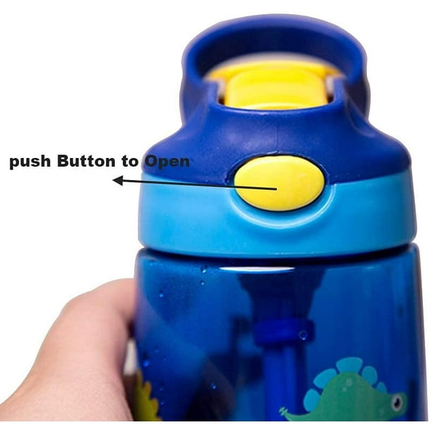 Botella de agua para niños de 16 oz con pajita abatible, asa de transporte  flexible y botón fácil de presionar, sin BPA, muy adecuada para la escuela  y los deportes Botella de