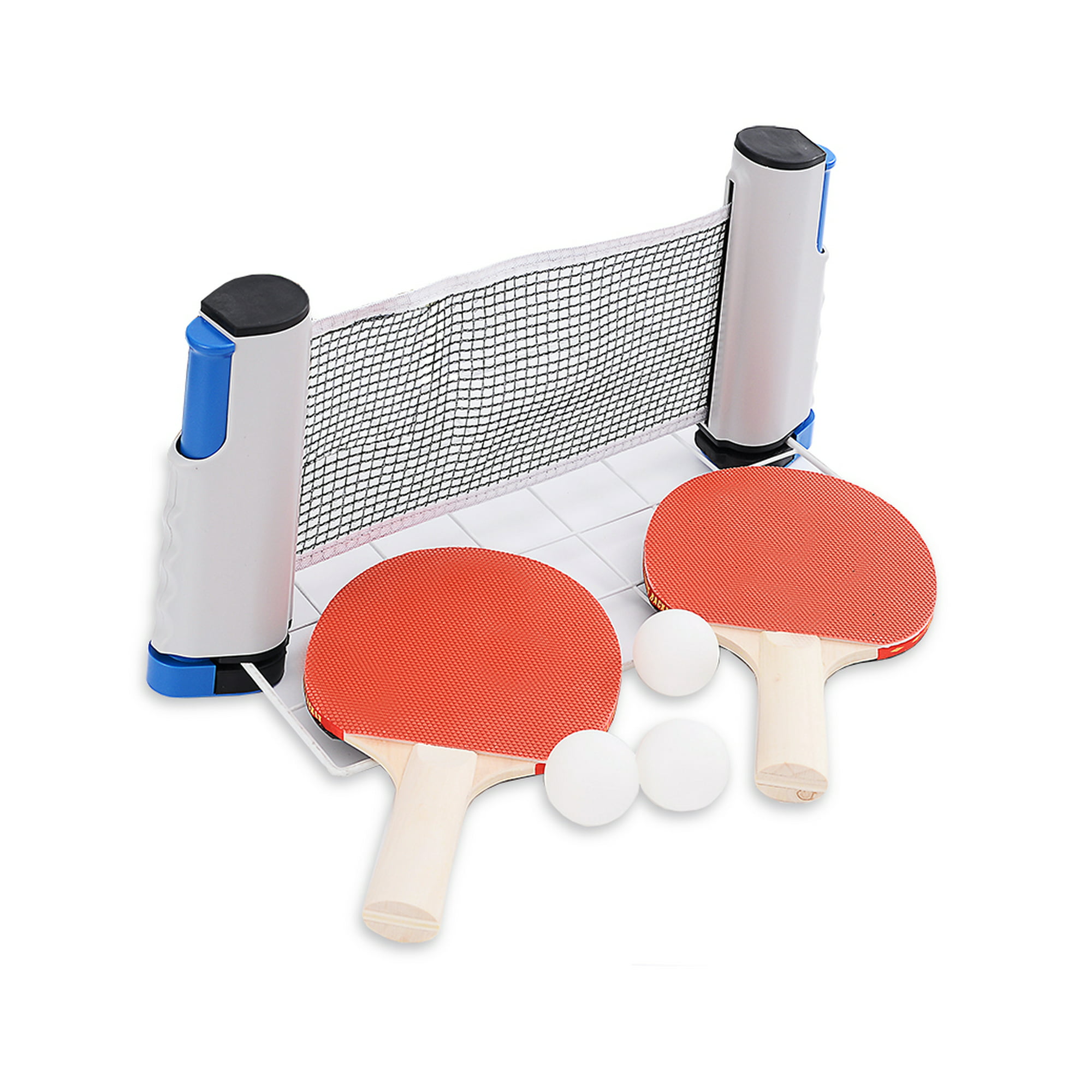 Set de Ping Pong con Red Retráctil Match & Enjoy Set de Ping Pong con red  retráctil y soportes ajustables, color azul y gris