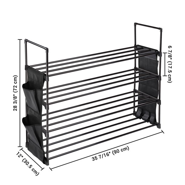 4-Tier Shoe Rack, Metal Shoe Storage Organizer, Stackable 16 Pairs