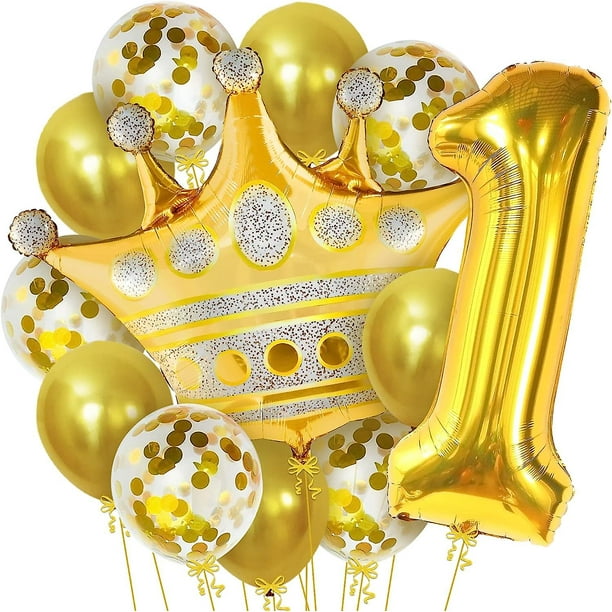 Heytea, Globo Dorado 1 Para El Primer Cumpleaños - 42 Pulgadas, Globo  Corona - Globo Dorado Número 1 Con Juego De Globos De Confeti - Globos Para  El Primer Cumpleaños Decora