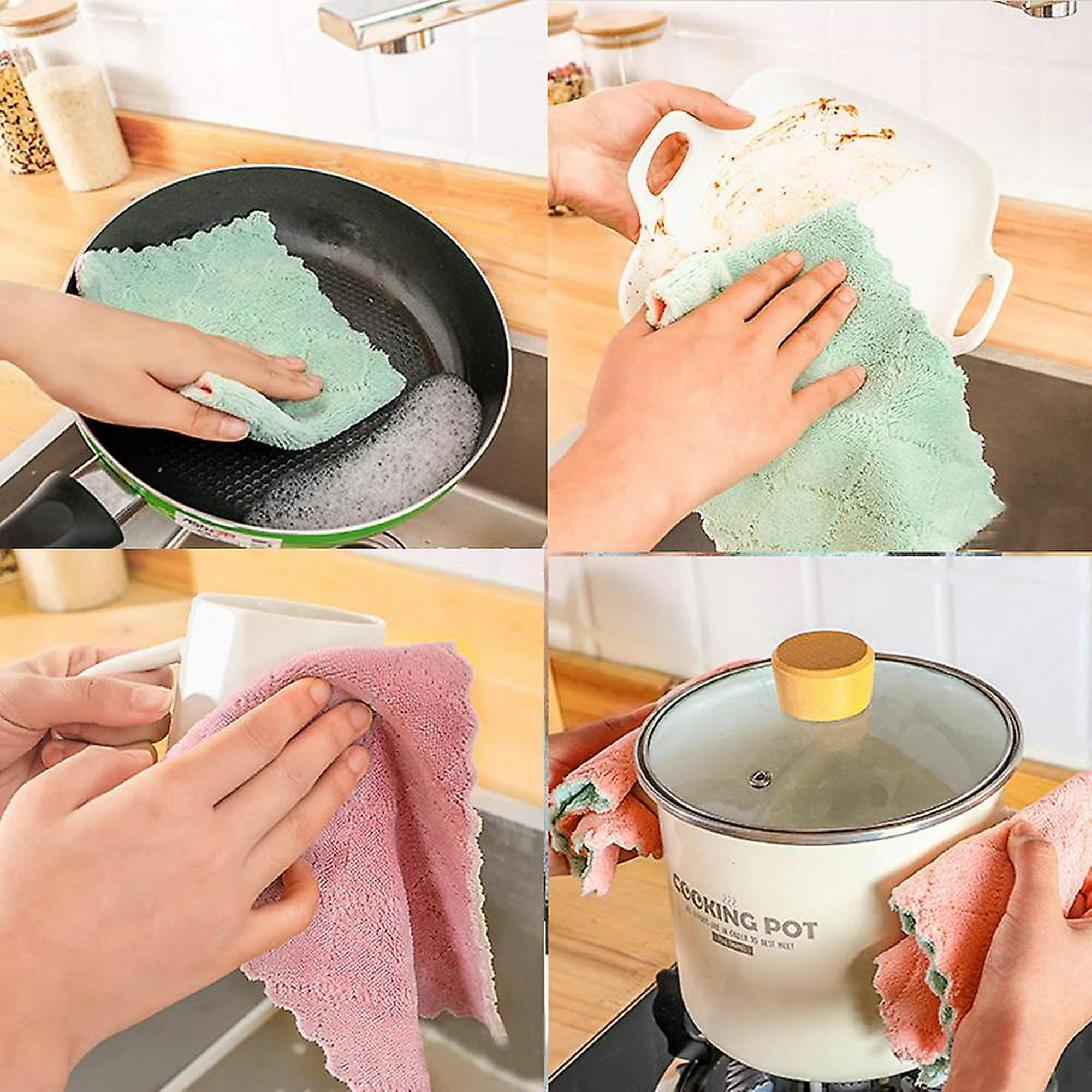 Toallitas de cocina de microfibra absorbente de doble capa, toallitas de  limpieza para el hogar, herramientas de cocina LingWen 8390614684225