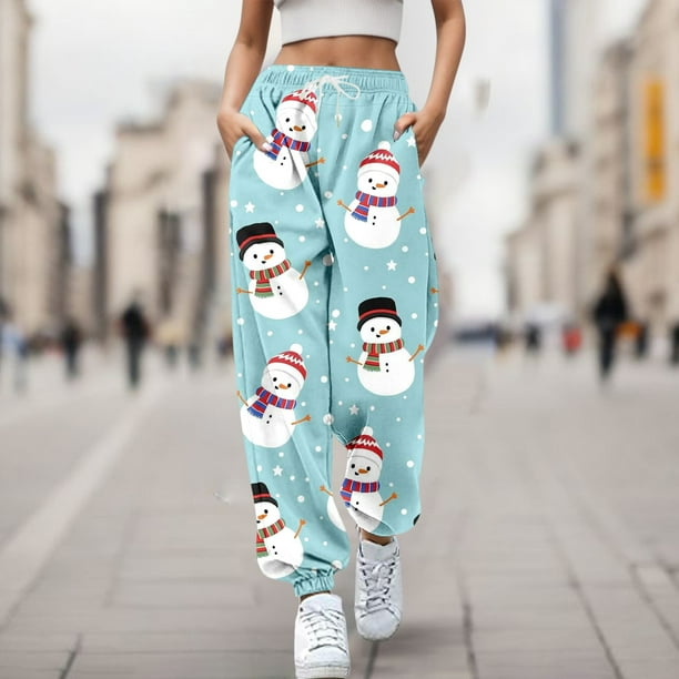 Gibobby pantalones termicos mujer Mujer Otoño e Invierno Casual moda  Navidad divertido impreso cintu Gibobby
