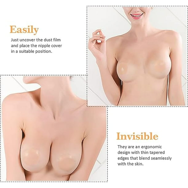 BGTLJKD Pezoneras Adhesivas Invisibles, 4 Pares Pezoneras Silicona, Cubre  Pezones Adhesivo Reutilizable, Tapa Pezones para Mujer Silicone Nipple